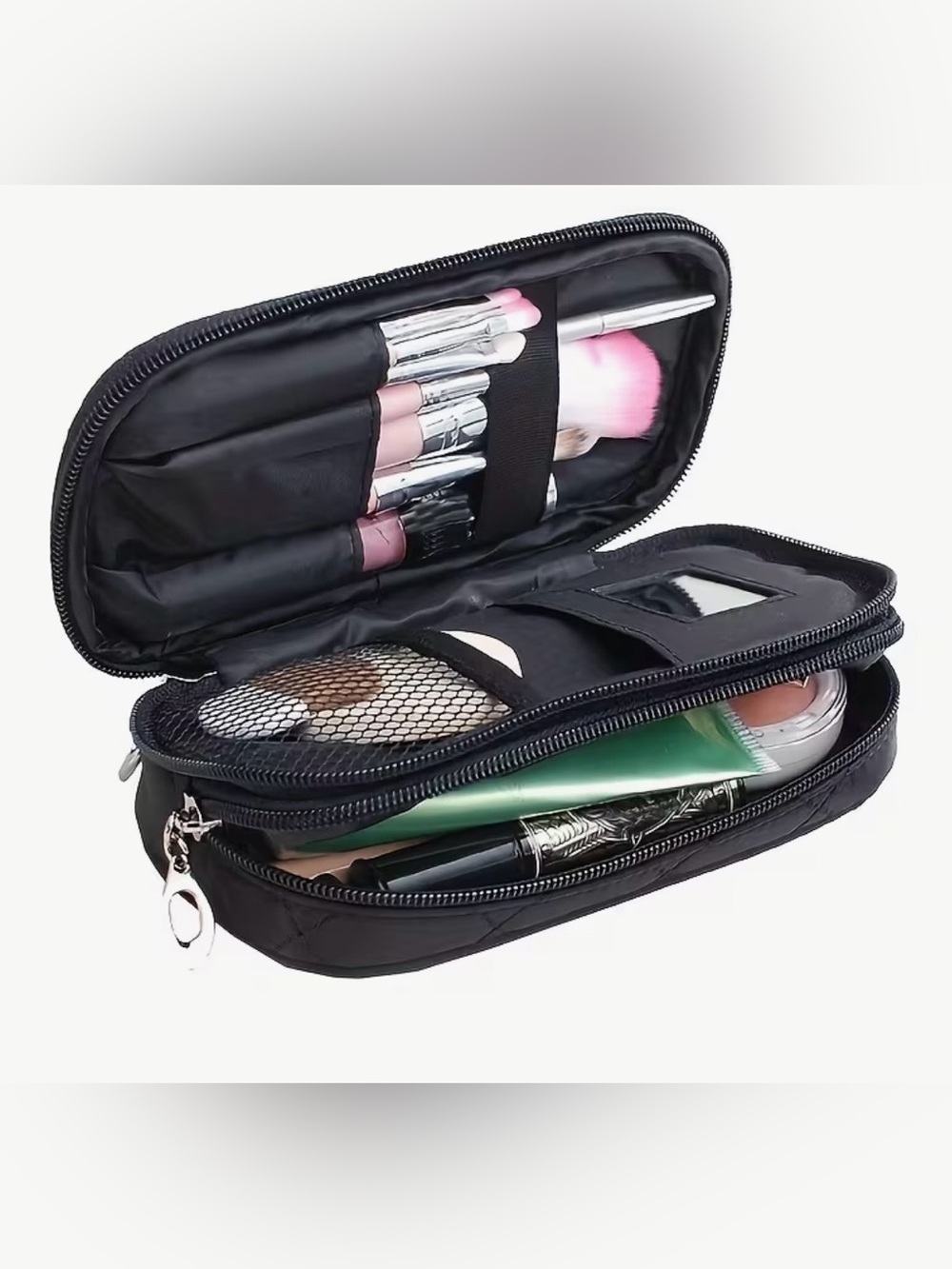 7/$70 Double Layer Makeup Cosmetic Bag Brush Holder Mirror 🔖
